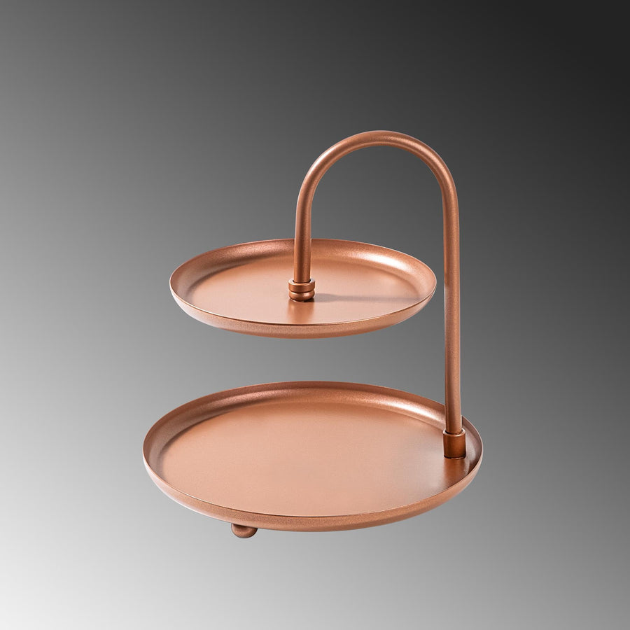 2 Katli Yuvarlak Metal Taki Standi - Bakir