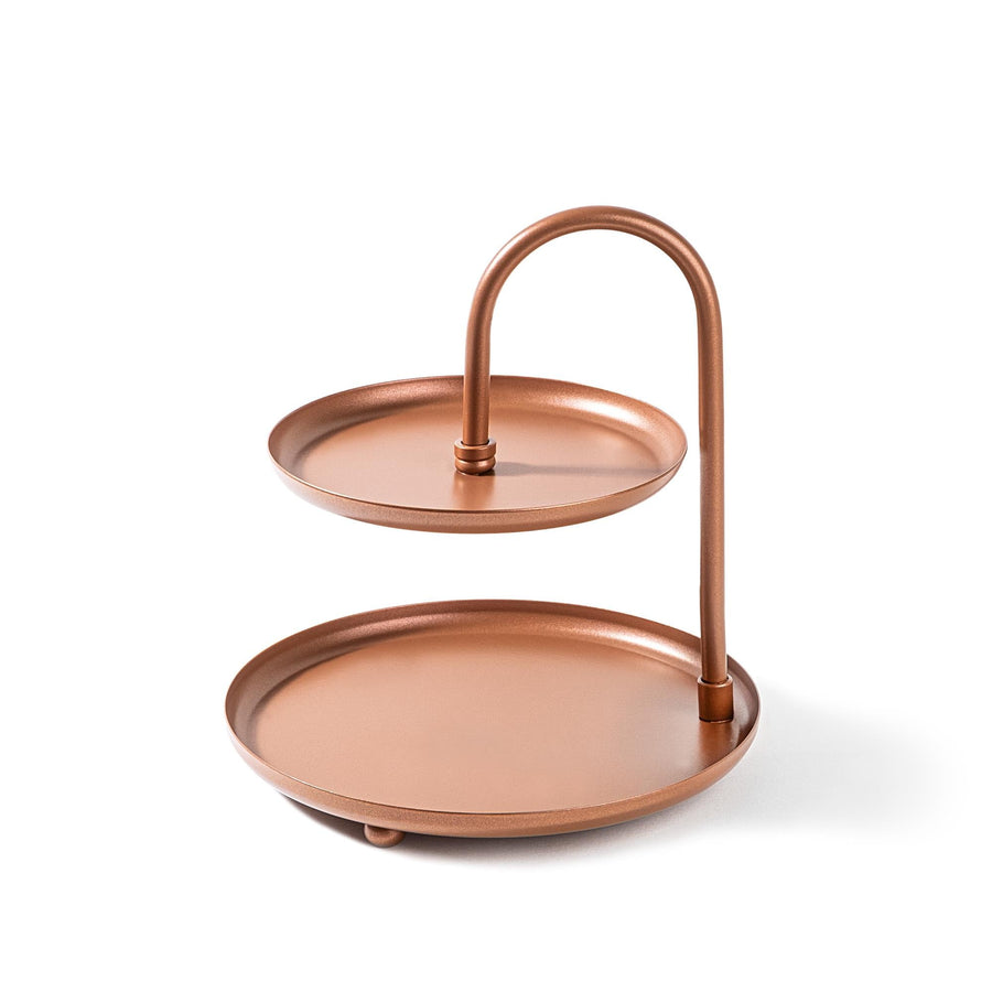 2 Katli Yuvarlak Metal Taki Standi - Bakir