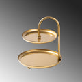 2 Katli Yuvarlak Metal Taki Standi - Altin