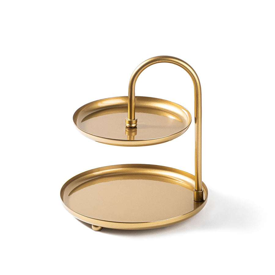 2 Katli Yuvarlak Metal Taki Standi - Altin