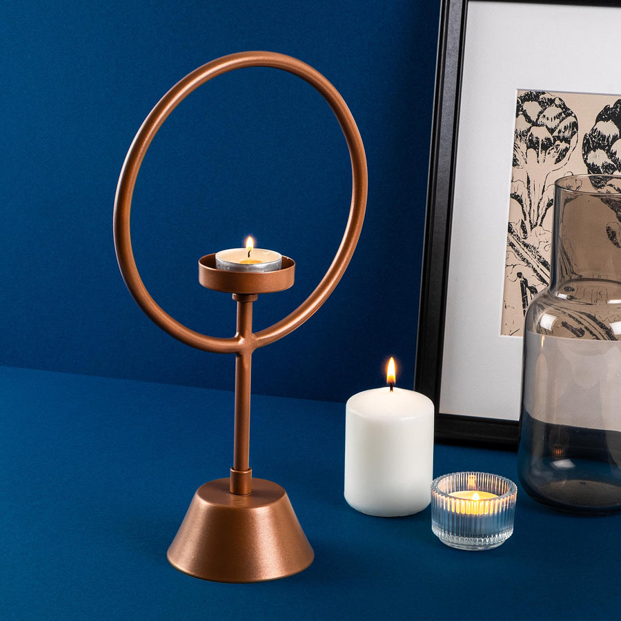 Halka Metal Tealight Mumluk - Bakir