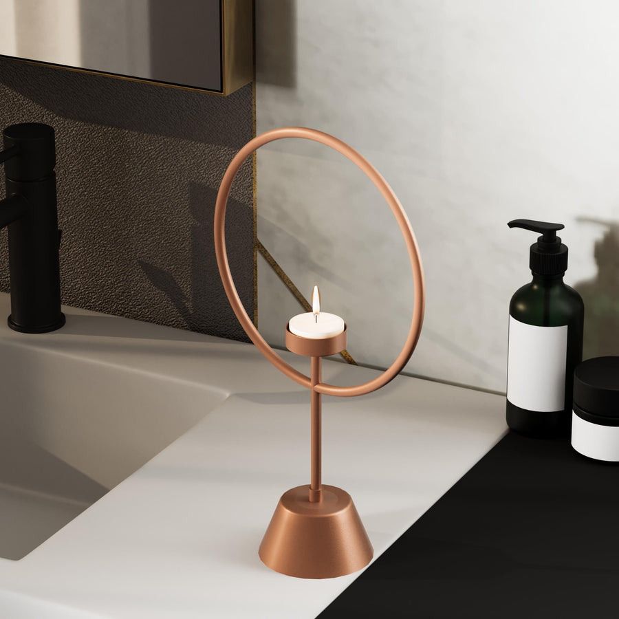 Halka Metal Tealight Mumluk - Bakir