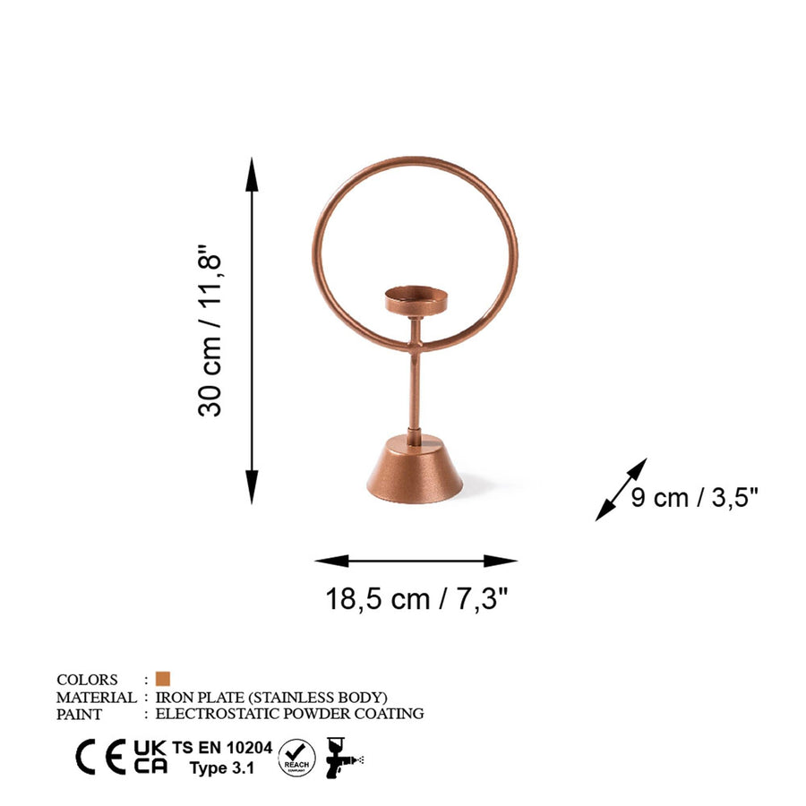 Halka Metal Tealight Mumluk - Bakir