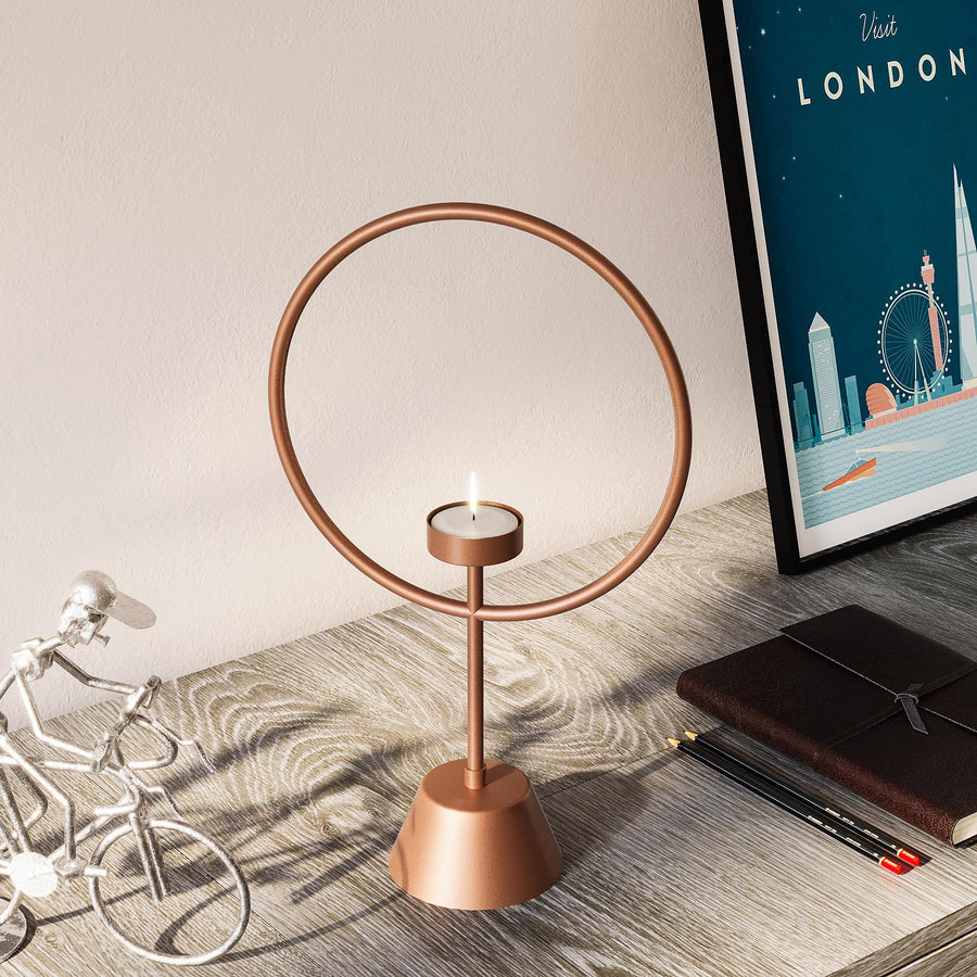 Halka Metal Tealight Mumluk - Bakir