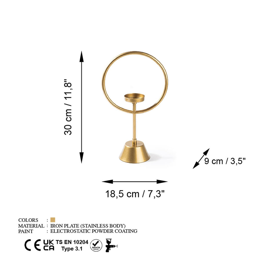 Halka Metal Tealight Mumluk - Altin