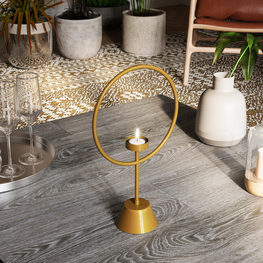 Halka Metal Tealight Mumluk - Altin