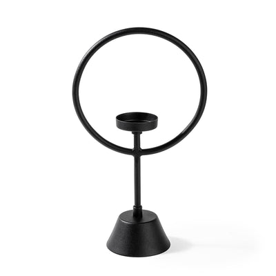 Halka Metal Tealight Mumluk - Siyah