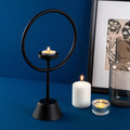 Halka Metal Tealight Mumluk - Siyah