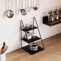 3 Katli Metal Merdiven Raf - Siyah