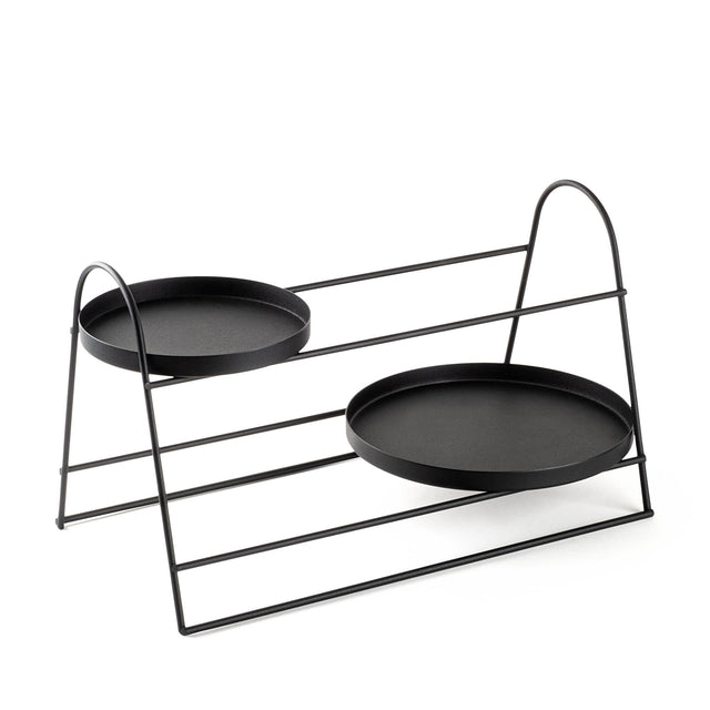 Siyah Metal 2 Tepsi Katli Banyo Duzenleyici Standi - Siyah