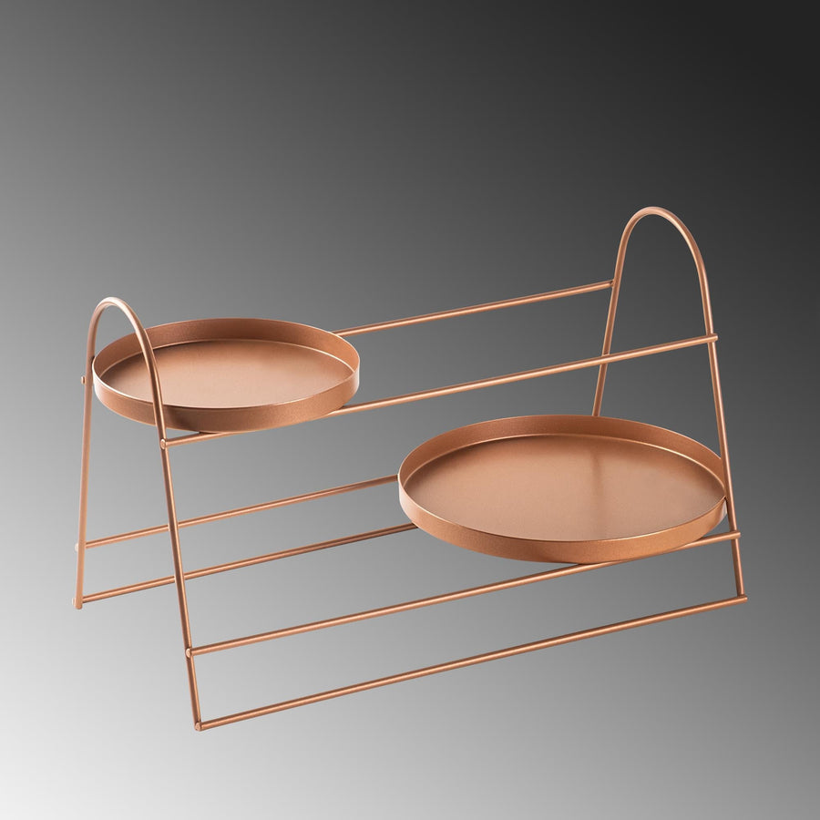 Terracotta Metal 2 Katlı Tepsi Masa Standi - Turuncu