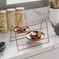 Terracotta Metal 2 Katlı Tepsi Masa Standi - Turuncu