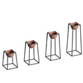 Siyah-Bakır Metal Saksılık 4'lü Set - Siyah