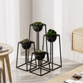 Siyah Metal Saksılık 4'lü Set - Siyah
