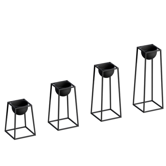 Siyah Metal Saksılık 4'lü Set - Siyah