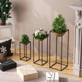 Siyah-Altın Metal Saksılık 3'lü Set - Siyah