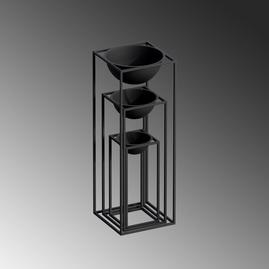 Siyah Metal Saksılık 3'lü Set - Siyah