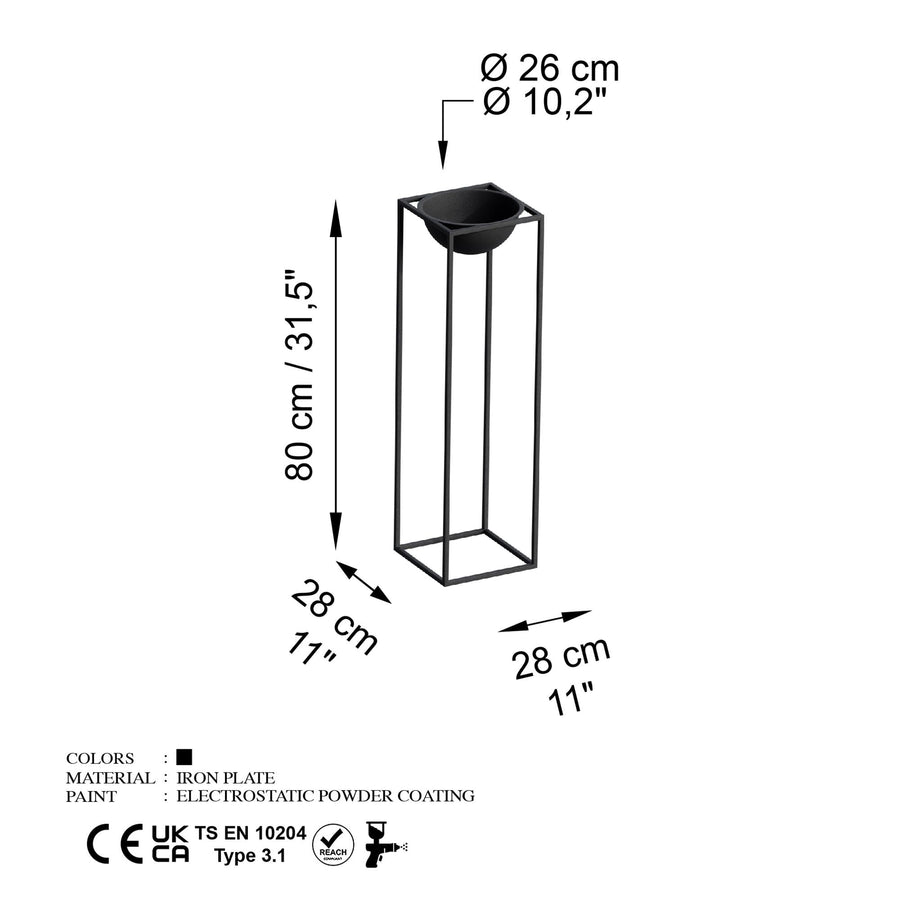 Siyah Metal Saksılık Stand - Siyah