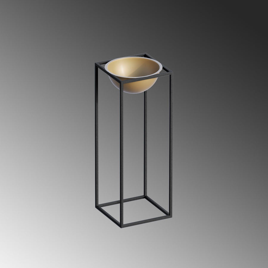 Siyah-Altın Metal Saksılık Stand Kısa - Siyah