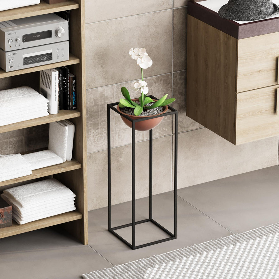 Siyah-Bakır Metal Saksılık Stand Kısa - Siyah