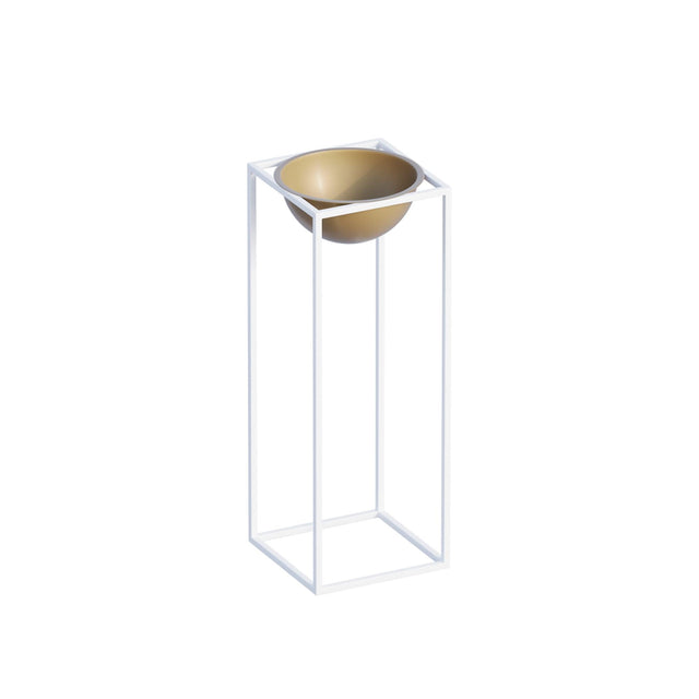 Beyaz-Altın Metal Saksılık Stand Kısa - Beyaz