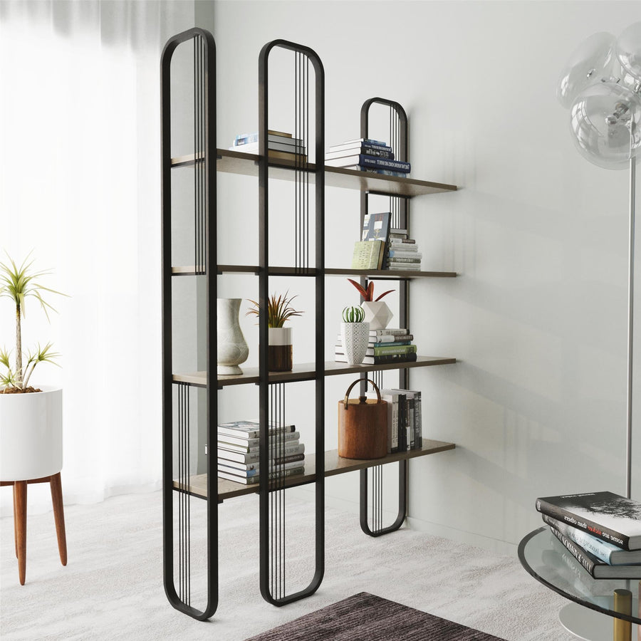 Siyah Metal Ahsap Buyuk Raf Unitesi - Siyah