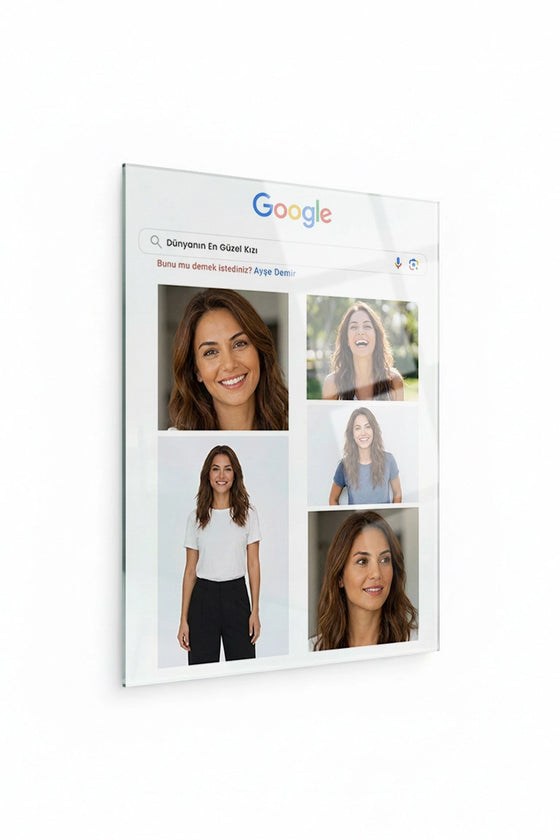 Kişiye Özel Google Arama Tasarımlı İsimli  Cam Tablo