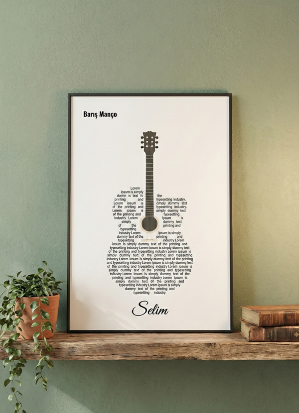 Kişiye Özel Gitar Şekilli Şarkı Sözü Tablosu