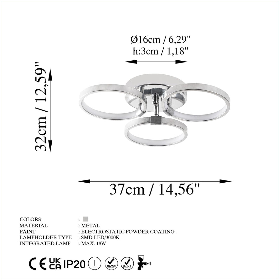 Halka Modern LED Plafonyer - Gümüş