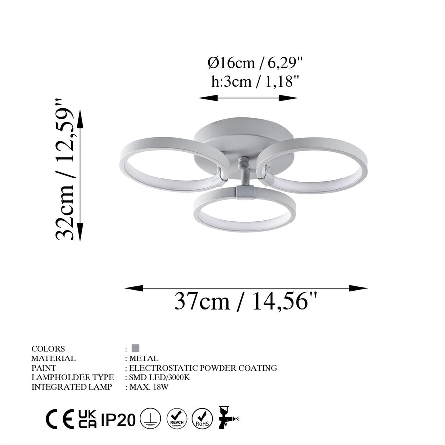 Halka Modern LED Plafonyer - Gri