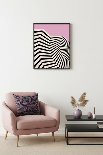 Doğal Ahşap Çerçeveli Geometrik Desenli Tablo - Pastel | huhu1090
