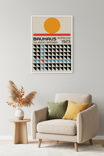 Beyaz Ahşap Çerçeveli Geometrik Desenli Tablo - Canlı Tonlar | Huhu1094