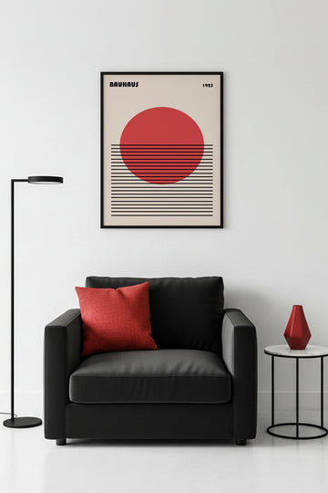 Doğal Ahşap Çerçeveli Geometrik Desenli Tablo - Canlı Tonlar | huhu1104