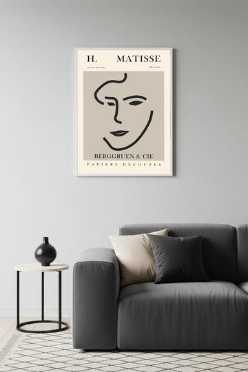 Beyaz Ahşap Çerçeveli Minimalist Yüz Desenli Tablo - Pastel | Huhu1118