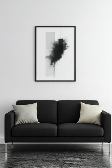Doğal Ahşap Çerçeveli Soyut Desenli Tablo - Minimal | huhu1215