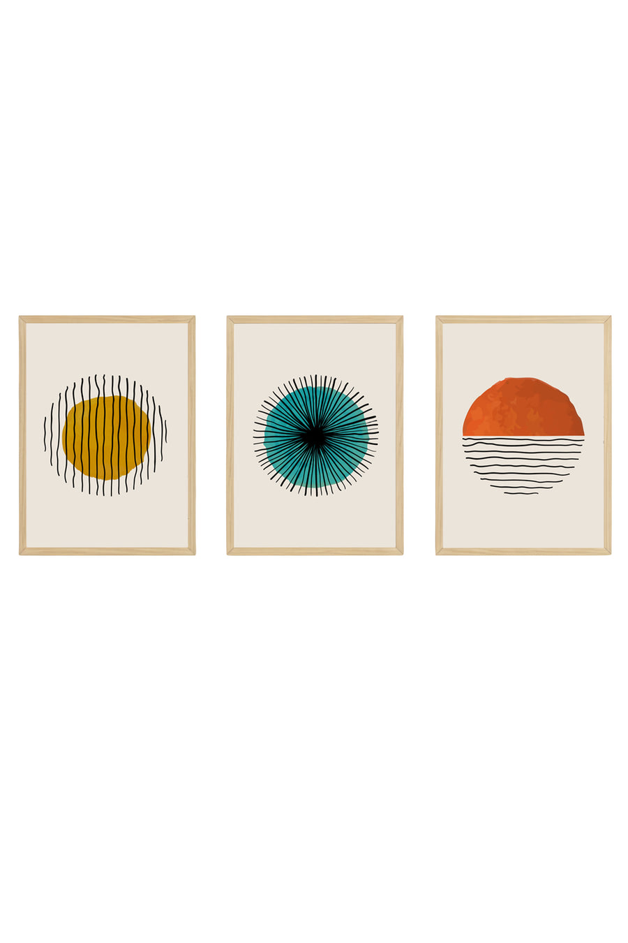 Geometrik Desenli Modern Tablo Seti - 3’lü Set | huhu12