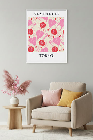 Beyaz Ahşap Çerçeveli Çiçek Desenli Tablo - Pastel | Huhu1591