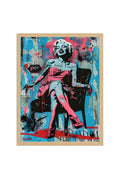 Doğal Ahşap Çerçeveli Grafik Desenli Tablo - Pembe Siyah Pop Art | huhu1753