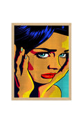Doğal Ahşap Çerçeveli Pop Art Grafik Desenli Tablo - Sarı-Siyah | huhu1755