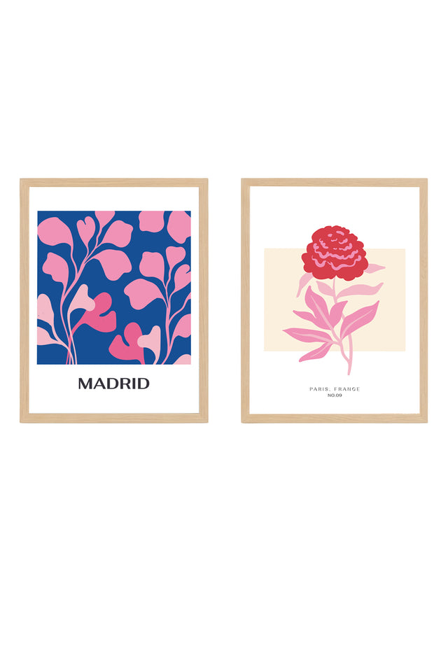 Geometrik Desenli Mavi-Pembe Tablo Seti - Modern 2’li Set | huhu175