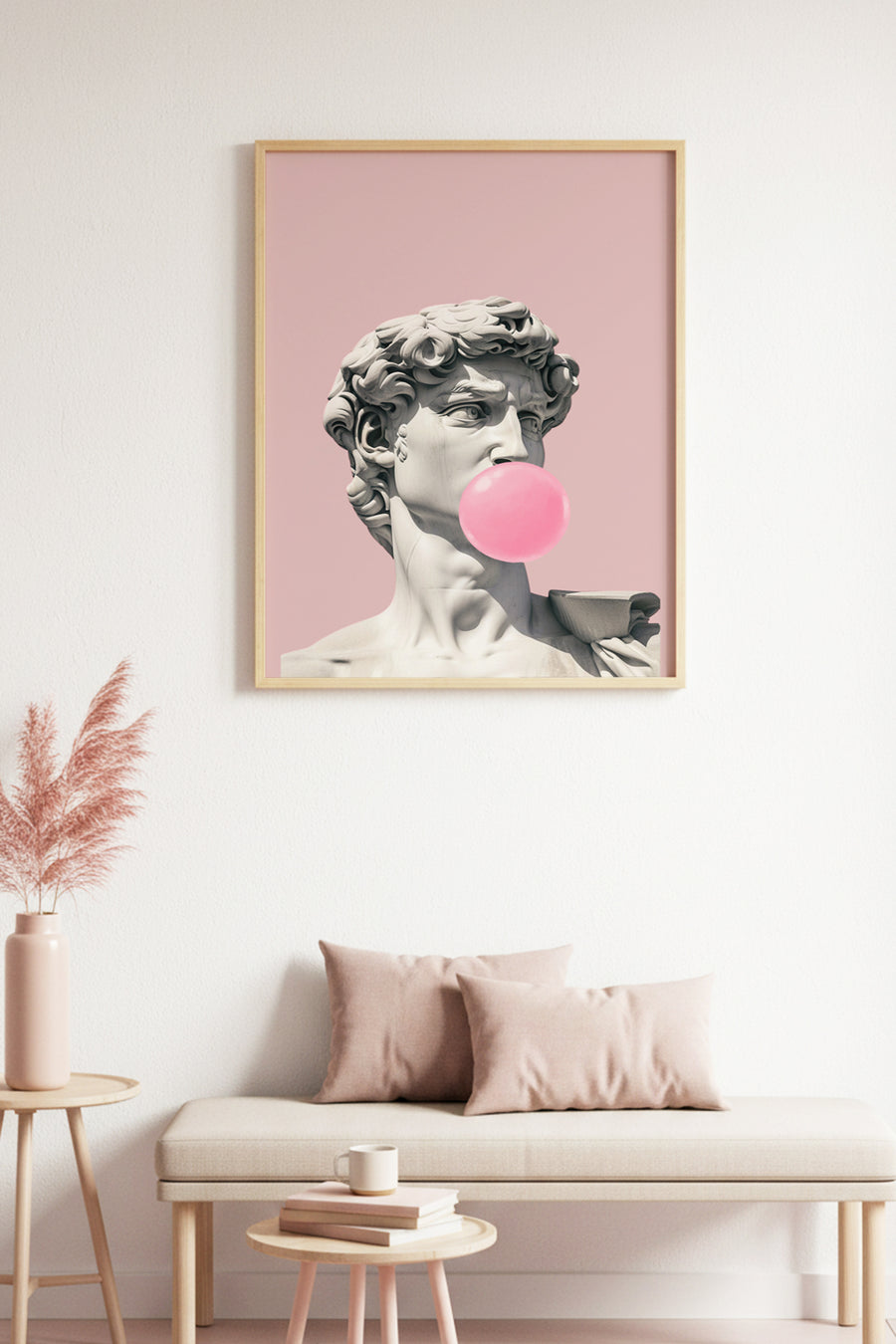 Doğal Ahşap Çerçeveli Figüratif Tablo - Pembe ve Klasik Sanat | huhu1765