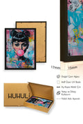 Doğal Ahşap Çerçeveli Pop Art Desenli Tablo - Canlı Tonlar | huhu1769