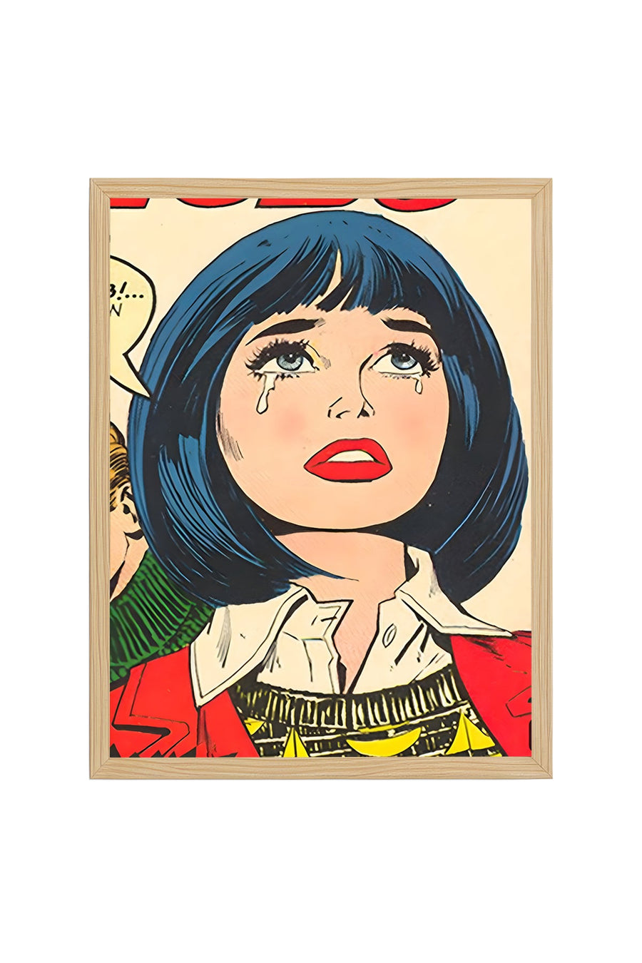 Doğal Ahşap Çerçeveli Pop Art Portre Desenli Tablo - Retro Tarz | huhu1783