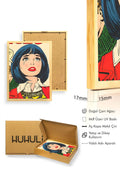 Doğal Ahşap Çerçeveli Pop Art Portre Desenli Tablo - Retro Tarz | huhu1783