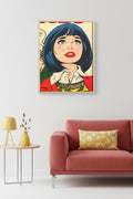 Doğal Ahşap Çerçeveli Pop Art Portre Desenli Tablo - Retro Tarz | huhu1783