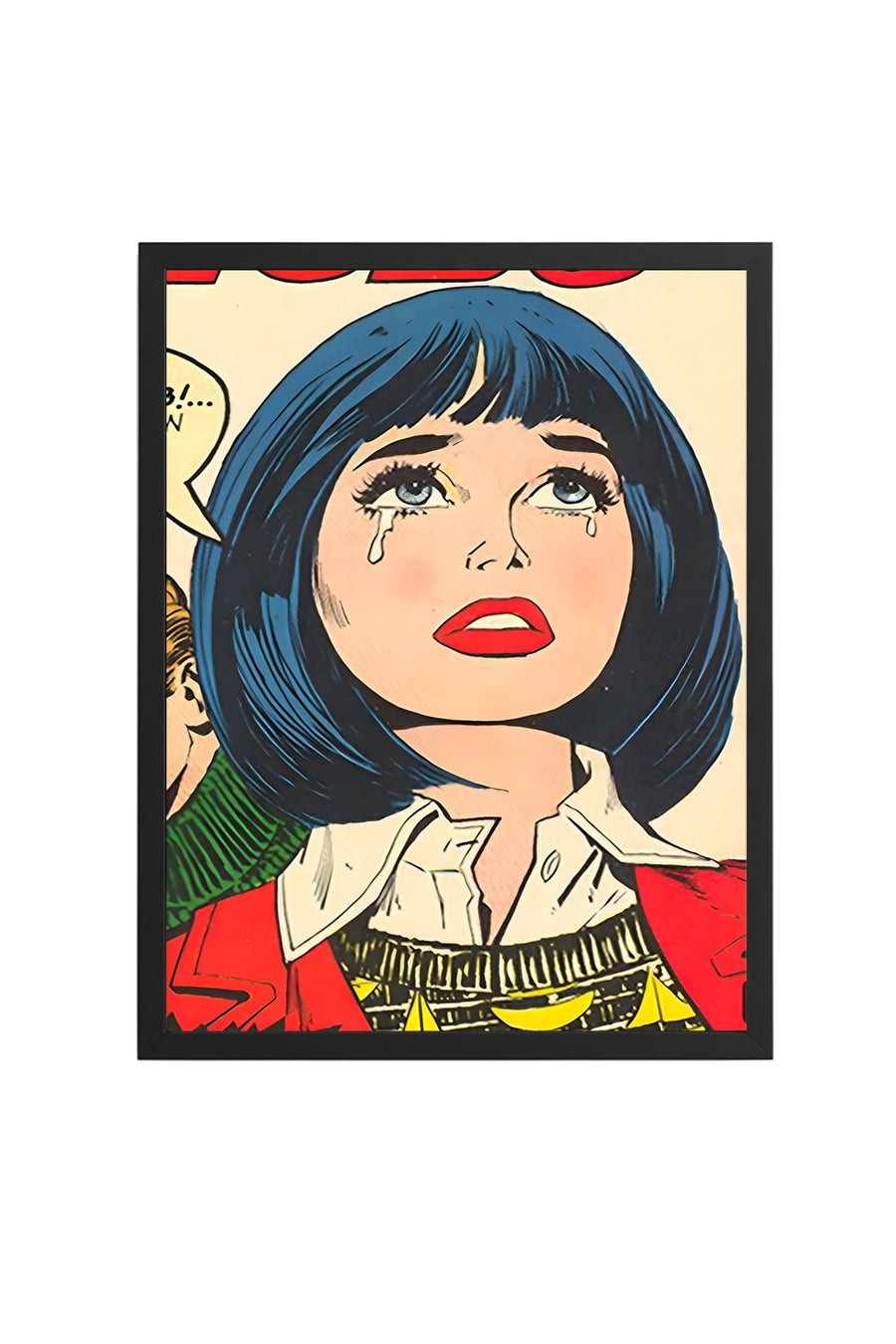 Doğal Ahşap Çerçeveli Pop Art Portre Desenli Tablo - Retro Tarz | huhu1783