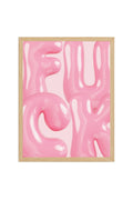 Doğal Ahşap Çerçeveli Pembe Harf Tablo - Modern Pop Art Baskı | huhu1785
