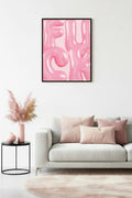 Doğal Ahşap Çerçeveli Pembe Harf Tablo - Modern Pop Art Baskı | huhu1785