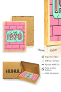 Doğal Ahşap Çerçeveli Retro Desenli Tablo - Pastel Tonlar | huhu1795