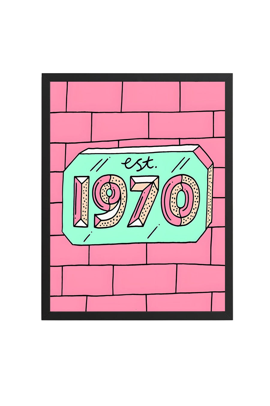 Doğal Ahşap Çerçeveli Retro Desenli Tablo - Pastel Tonlar | huhu1795